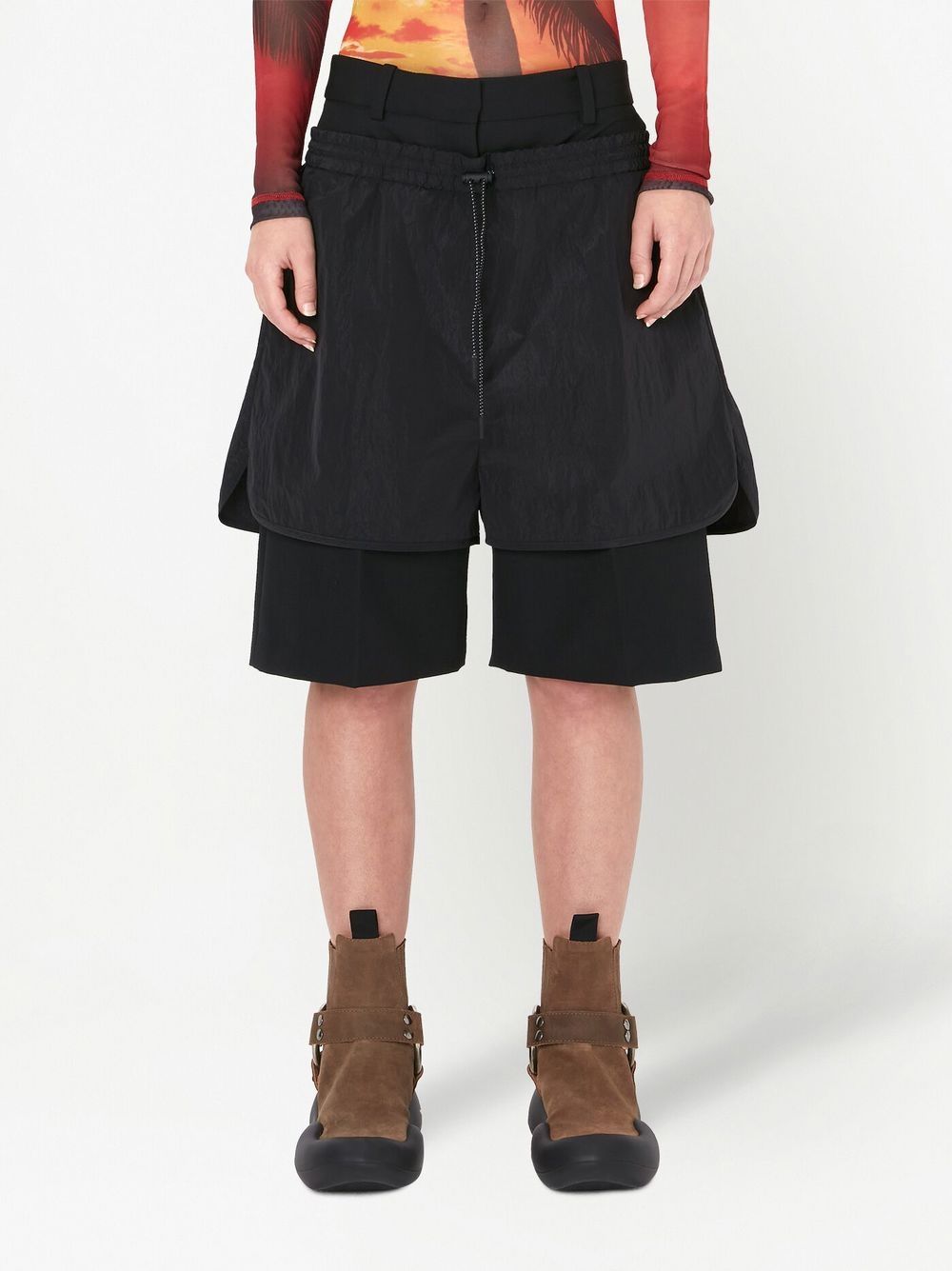 Shop Jw Anderson Layered Knee-length Shorts In Black