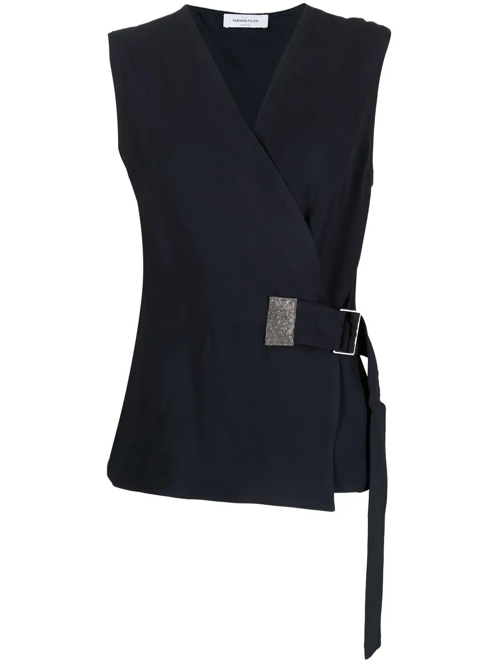 

Fabiana Filippi beaded-trim detail vest - Blue