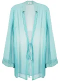 Amir Slama tie-front silk beach cover-up - Blue
