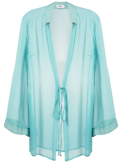 Amir Slama blusa de seda con moño y diseño arrugado