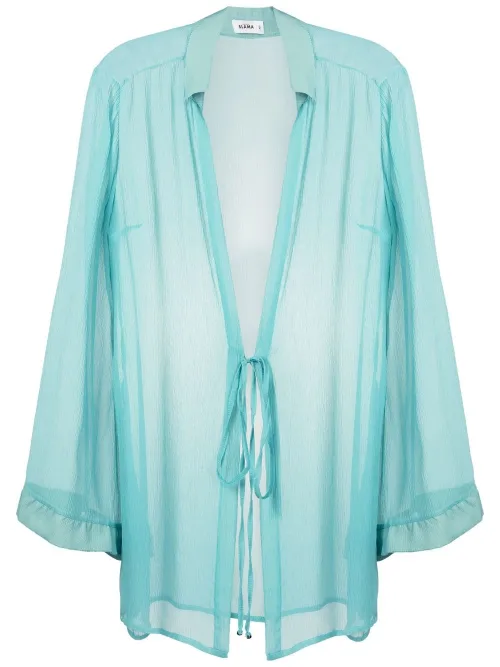 Blouse nouée en soie à effet froissé - Amir Slama - Modalova