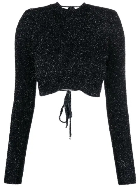 ROTATE BIRGER CHRISTENSEN glitter-knit open-back cropped top 