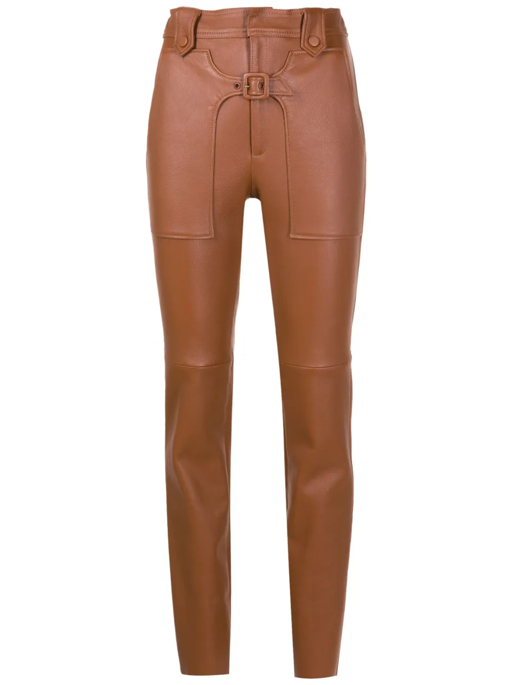 Nk Fleur Leather Slim-fit Trousers In Brown