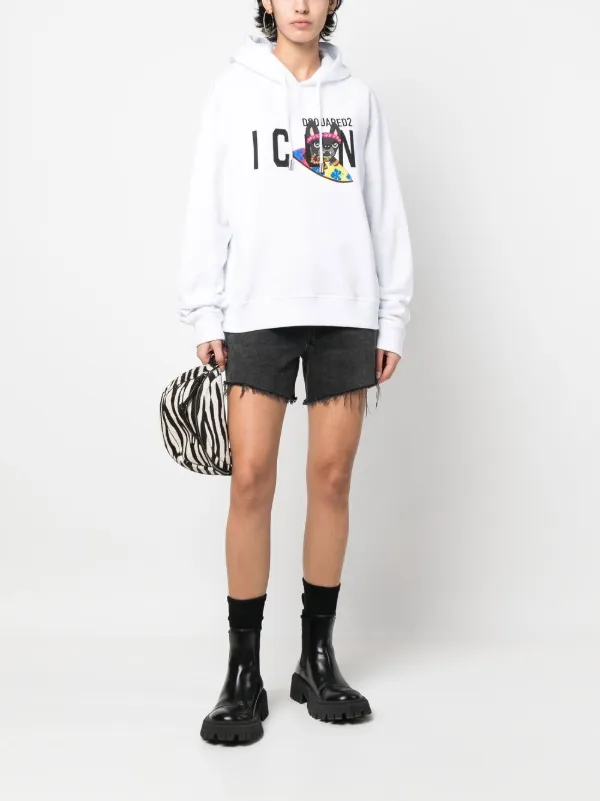 【関税/送料無料】D SQUARED2*Logo Printed Drawstring Hoodie DSQUARED2 logo-print Drawstring Hoodie | White | FARFETCH BH