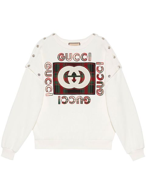 Gucci tartan logo-applique T-shirt