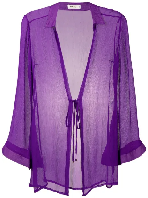 Amir Slama tie-front silk beach cover-up