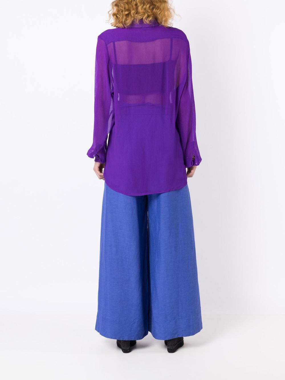 Shop Amir Slama Sheer Crinkled Silk Shirt In Purple