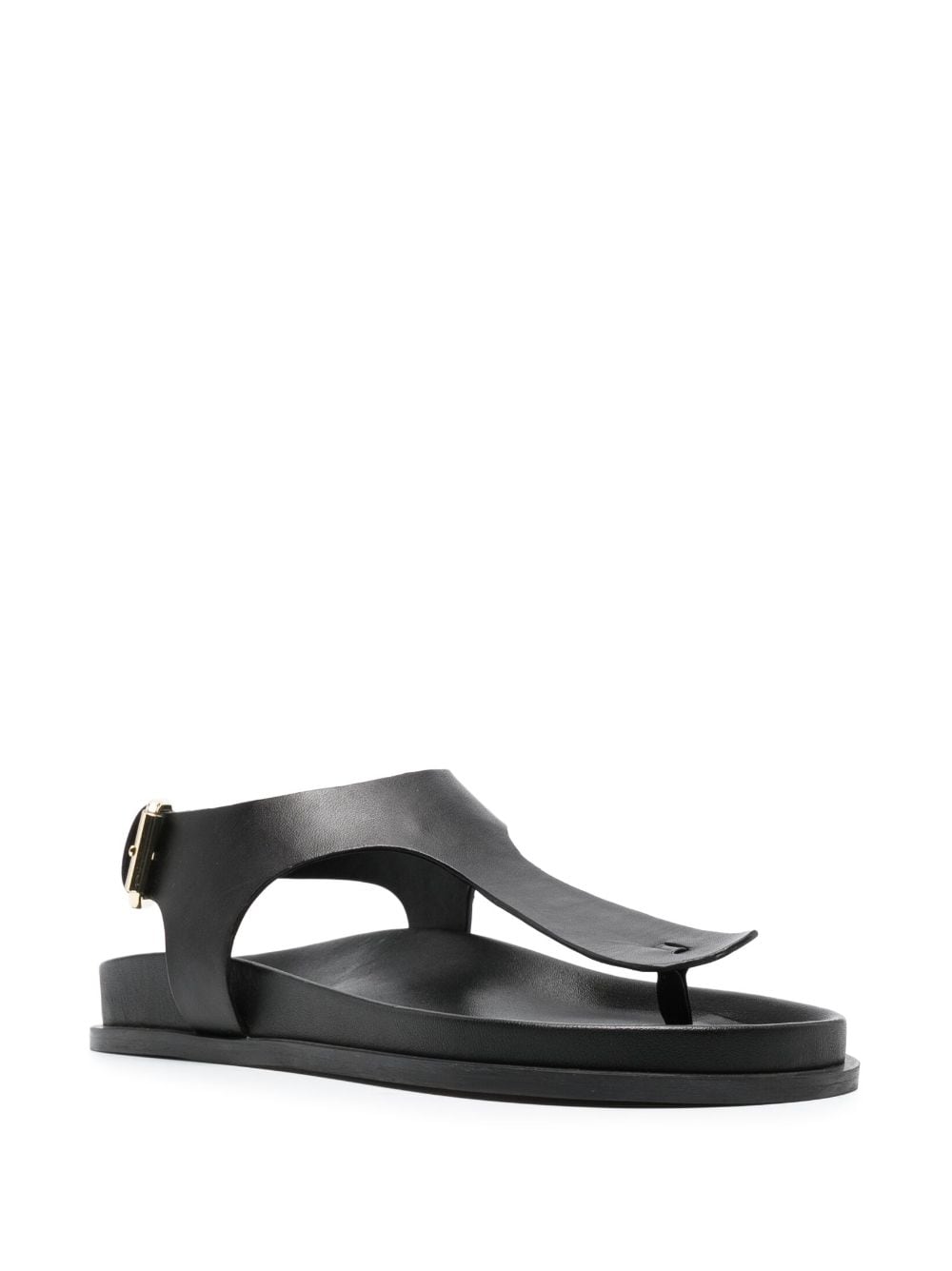 Shop A.emery Reema Leather Flat Sandals In Black