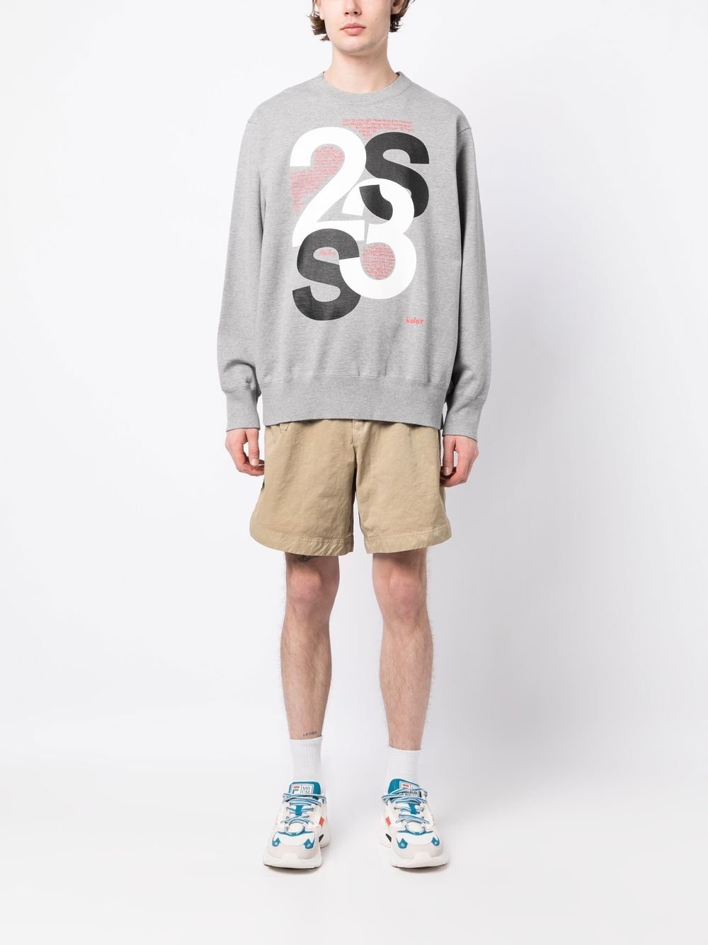 Shop Kolor Graphic-print Crew-neck Sweatshirt In Grey