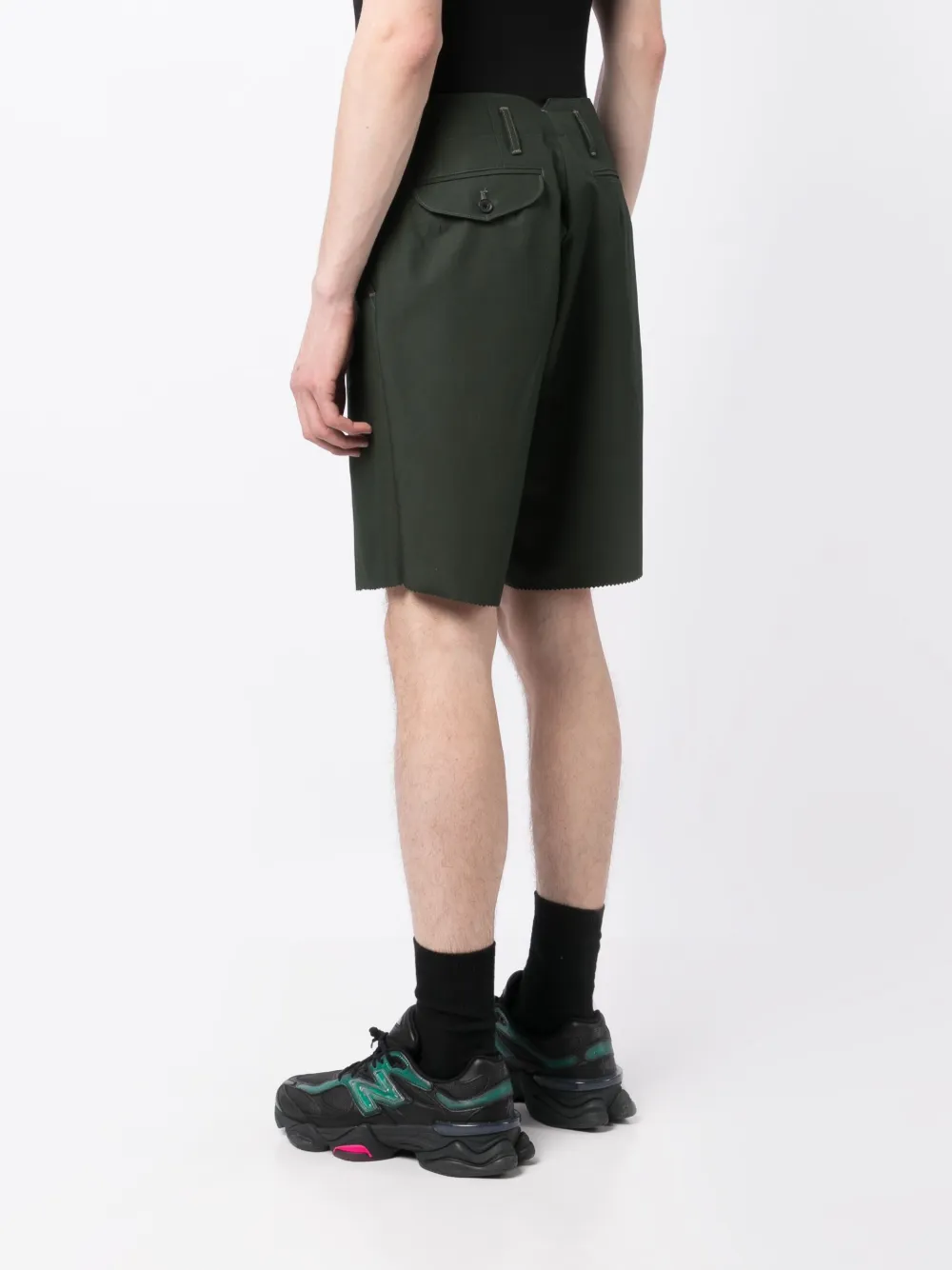 Kolor Pleated Wide-leg Tailored Shorts In Grün