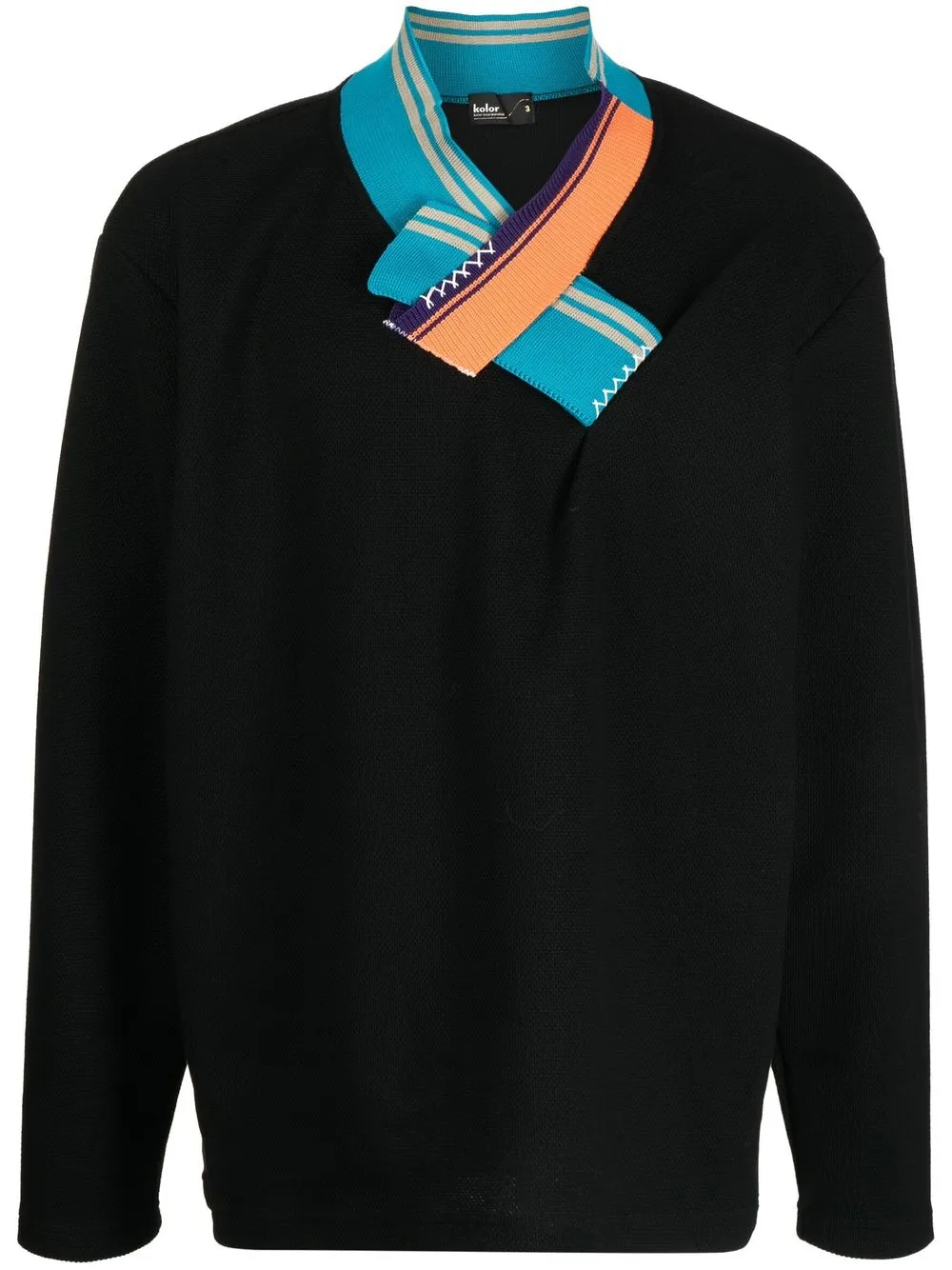 

Kolor contrast-collar jumper - Black