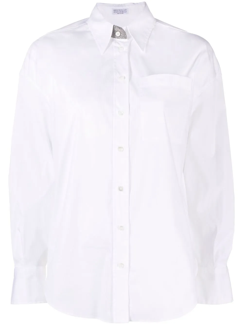 Brunello Cucinelli Monili-embellished Long-sleeve Shirt In White