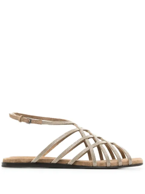 Brunello Cucinelli sandalias metalizadas estilo gladiador