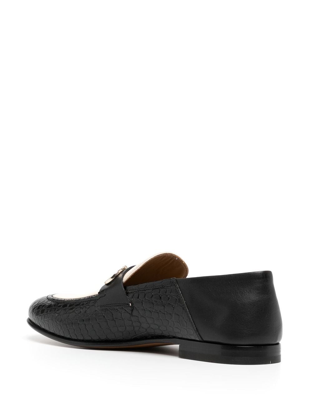 Shop Ferragamo Crocodile-embossed Horsebit Loafers In Black