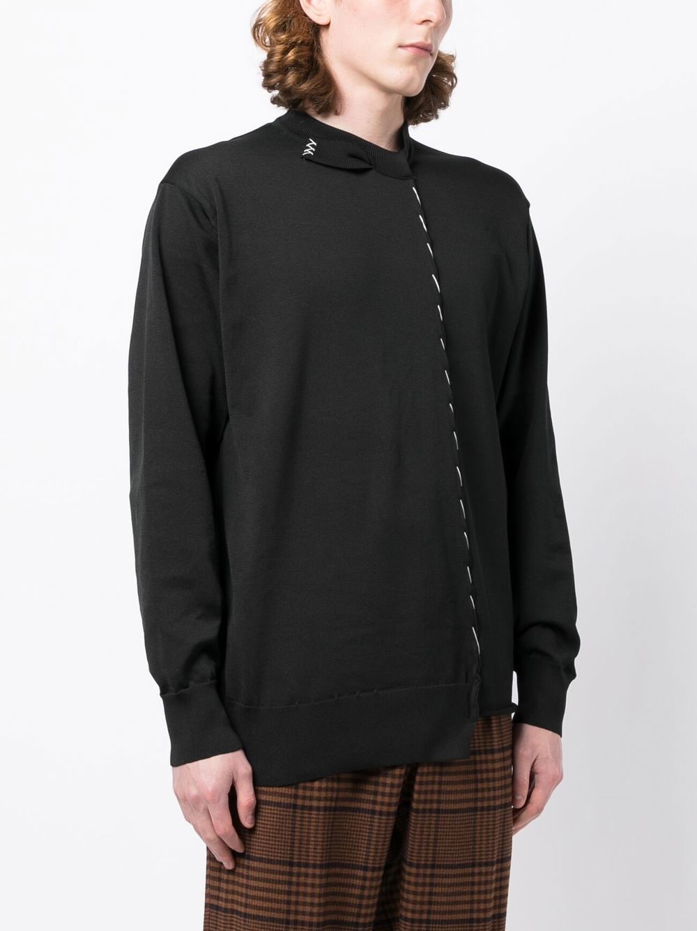 Shop Kolor Asymmetrical Tonal-stitch Jumper In Black