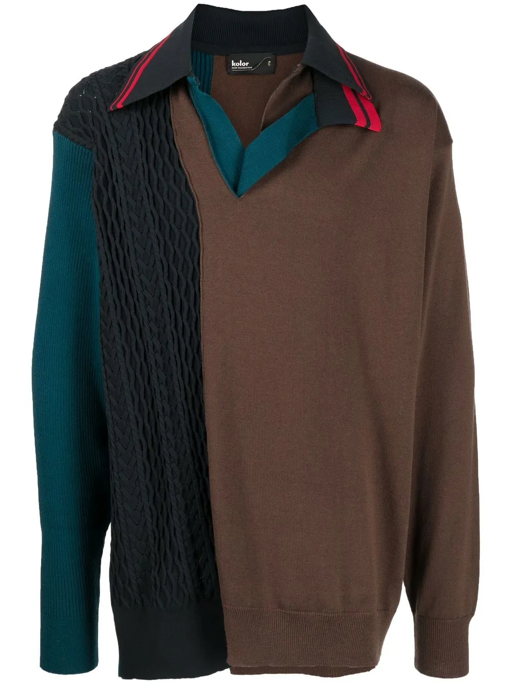 

Kolor patchwork panelled-knit jumper - Brown