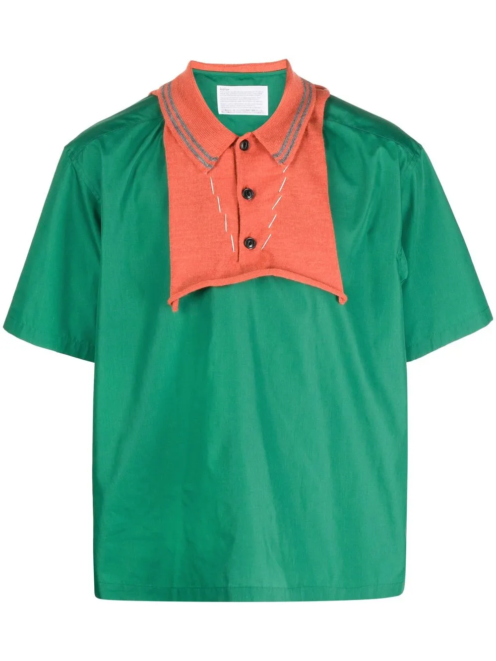 

Kolor camisa manga corta con cuello tejido - Verde