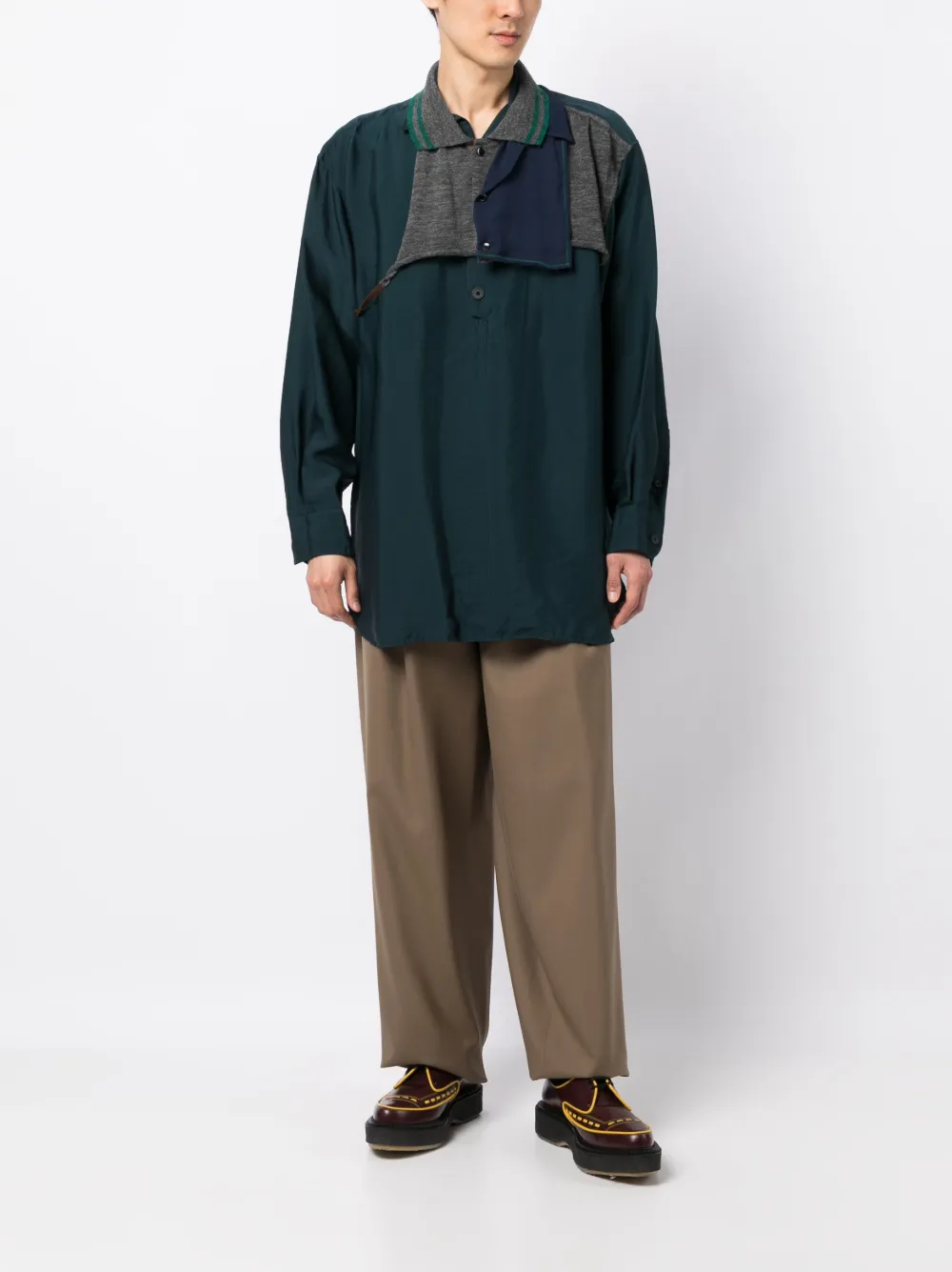 Kolor Asymmetrisch poloshirt - Groen