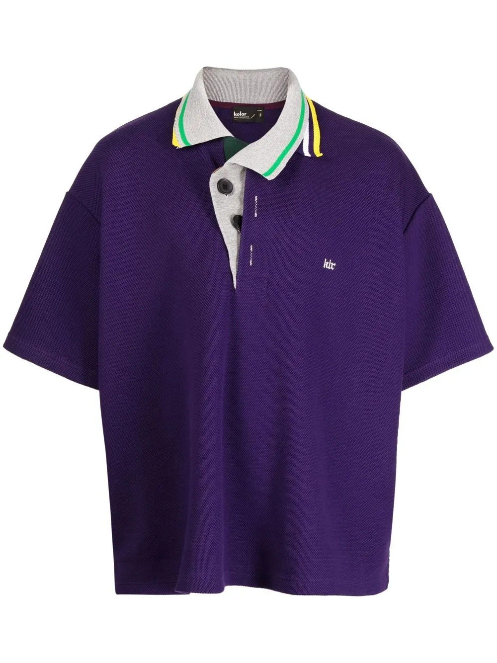 

Kolor asymmetric layered-collar T-shirt - Purple