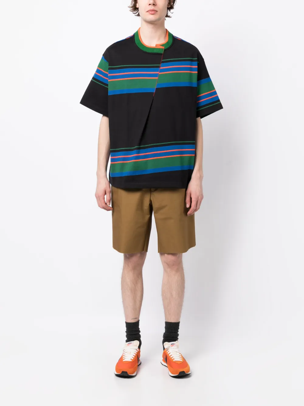 Kolor T-shirt met hoge hals - Zwart