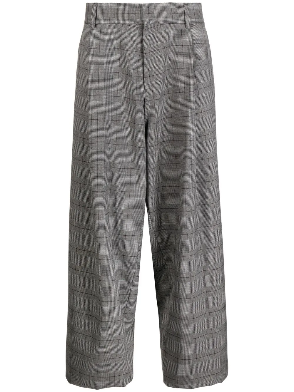 

Kolor grid-check elasticated wide trousers - Grey
