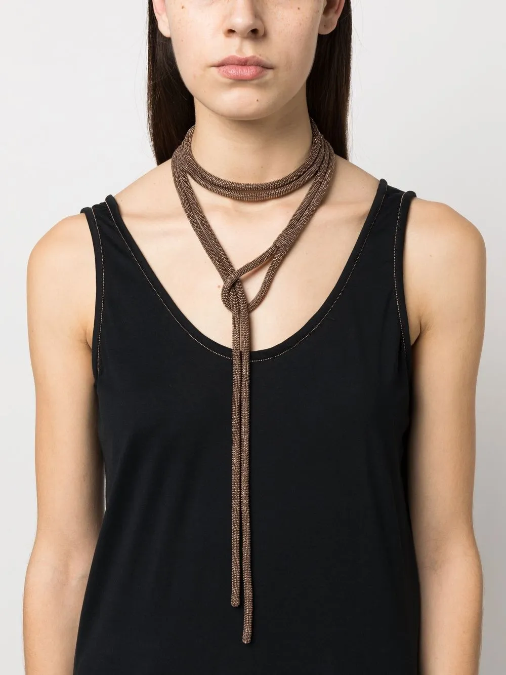 

Brunello Cucinelli wraparound crystal-embellished necklace - Gold