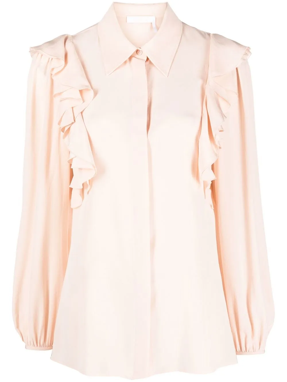 

Chloé silk ruffle long-sleeve shirt - Pink