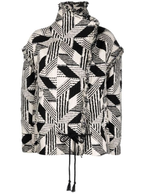 MARANT ÉTOILE geometric-print frayed jacket
