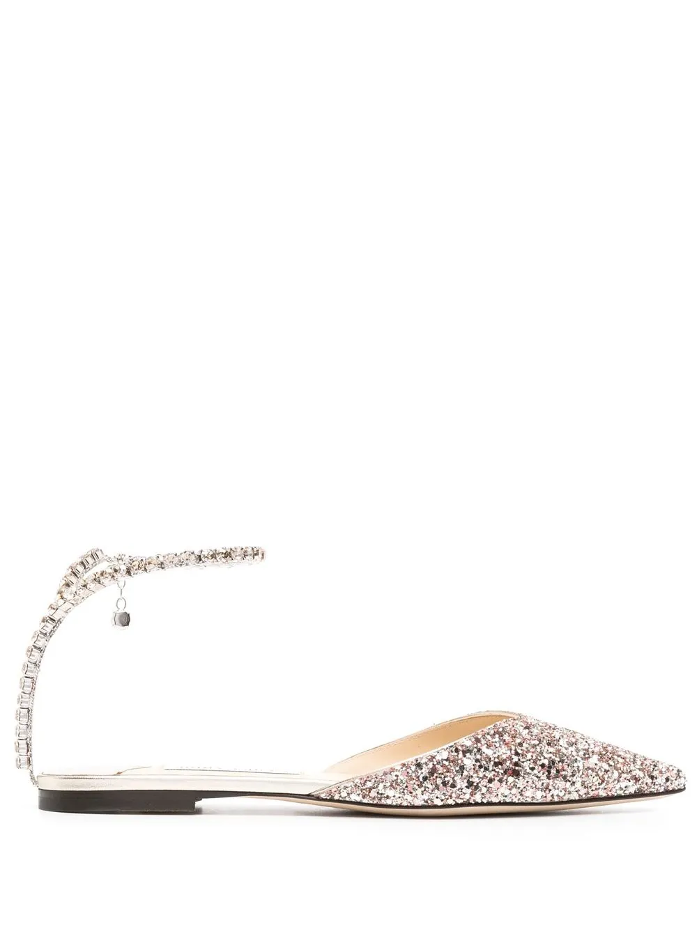 

Jimmy Choo crystal ankle-strap ballerina shoes - Gold