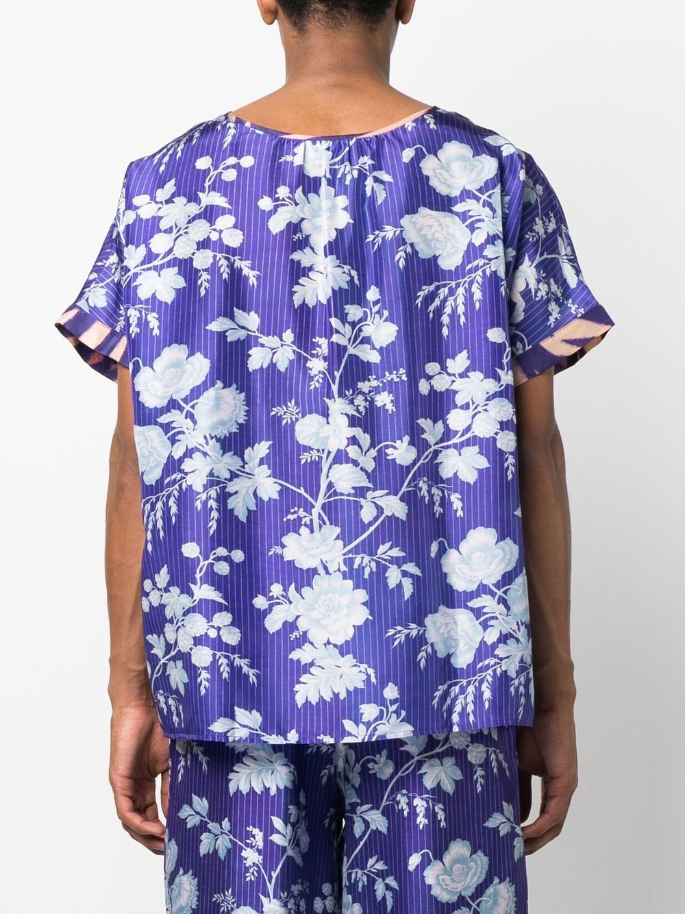Shop Pierre-louis Mascia Briancon Floral-print Silk Top In Blue