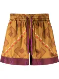 Pierre-Louis Mascia Aloe geometric-print silk shorts - Brown