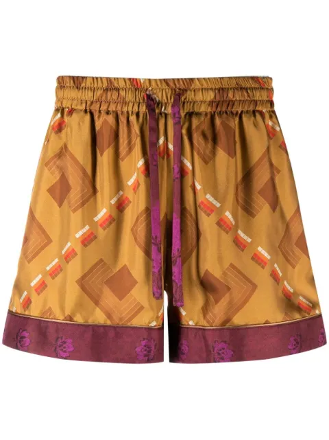 Pierre-Louis Mascia Aloe geometric-print silk shorts