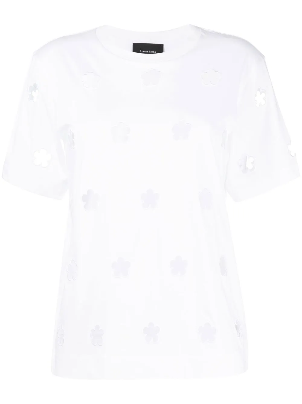 

Simone Rocha camisa floral con aberturas - Blanco