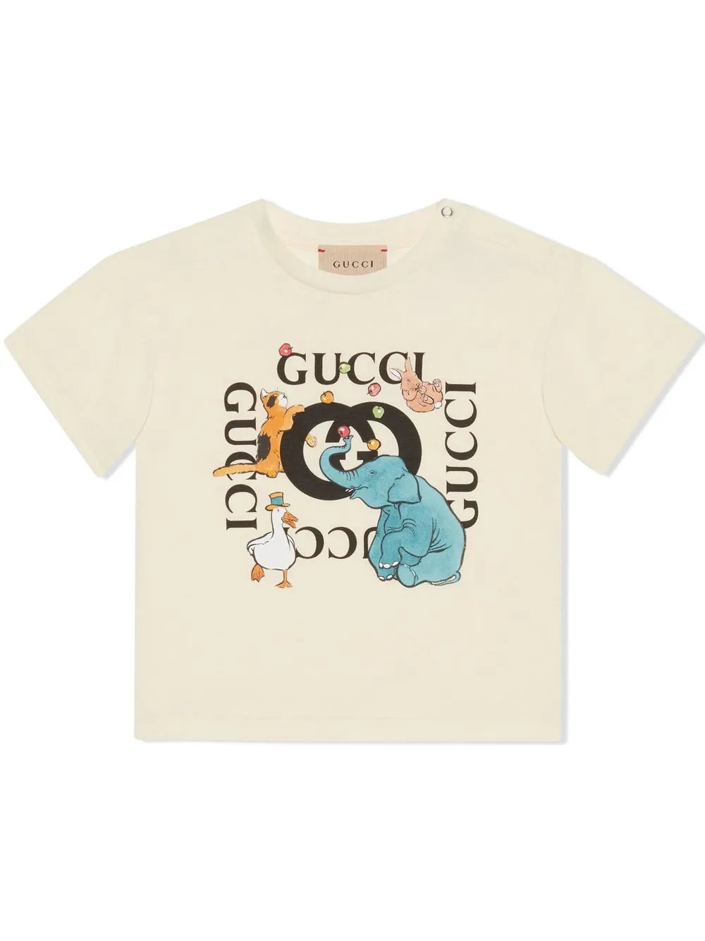 Gucci Babies' Animal-print Cotton T-shirt In Azzurro