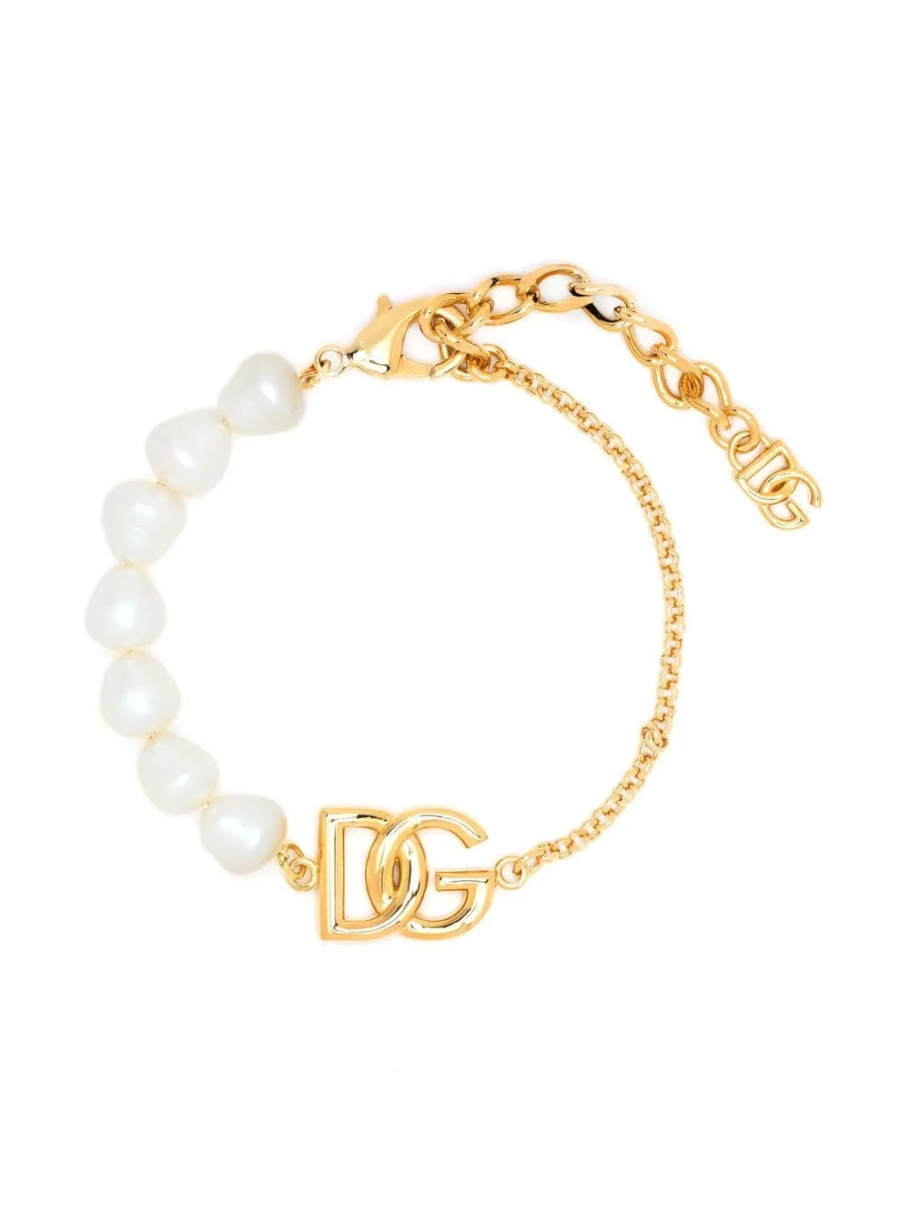 

Dolce & Gabbana logo-plaque pearl bracelet - Gold