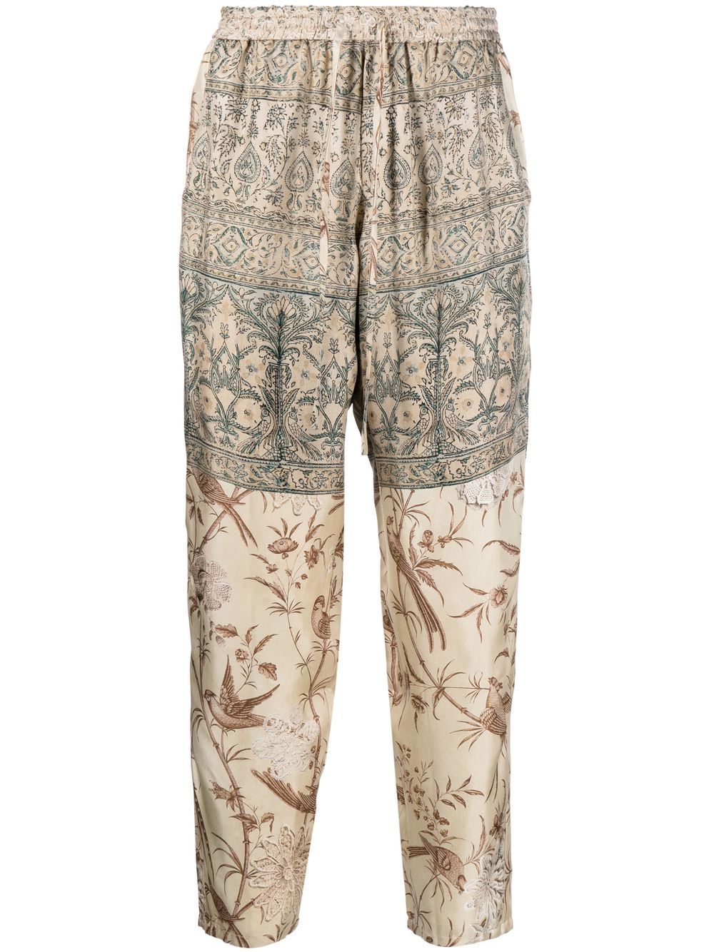 

Pierre-Louis Mascia patterned silk trousers - Neutrals