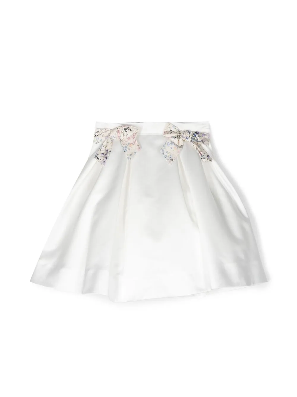 Simonetta Kids' Flared Satin Mini Skirt In Bianco
