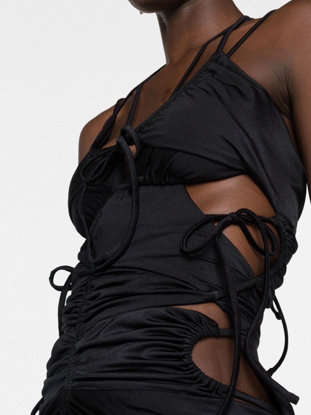 Shop Balenciaga Bikini-detail Ruched Minidress In Black