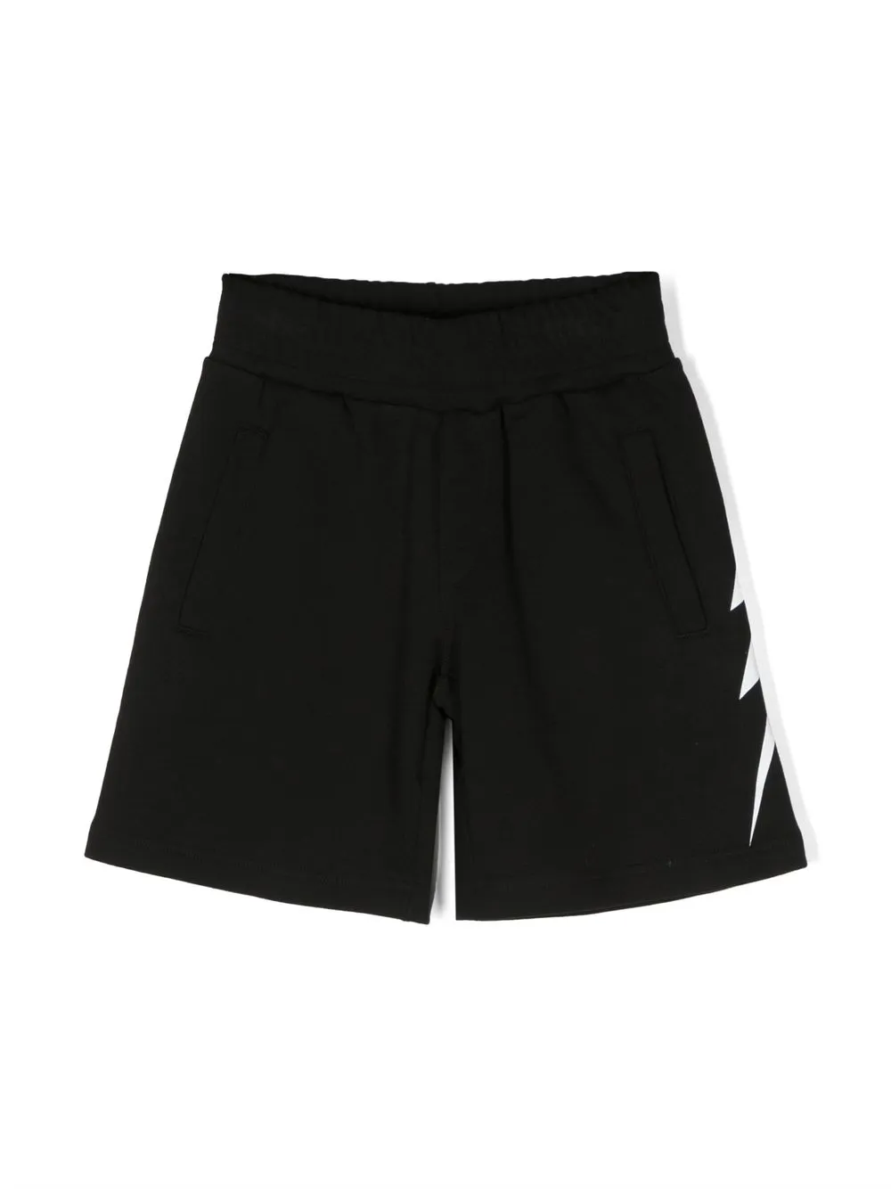 

Neil Barrett Kids logo-print cotton track shorts - Black