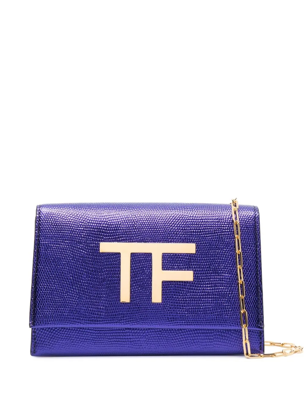 

TOM FORD logo-plaque leather clutch bag - Purple