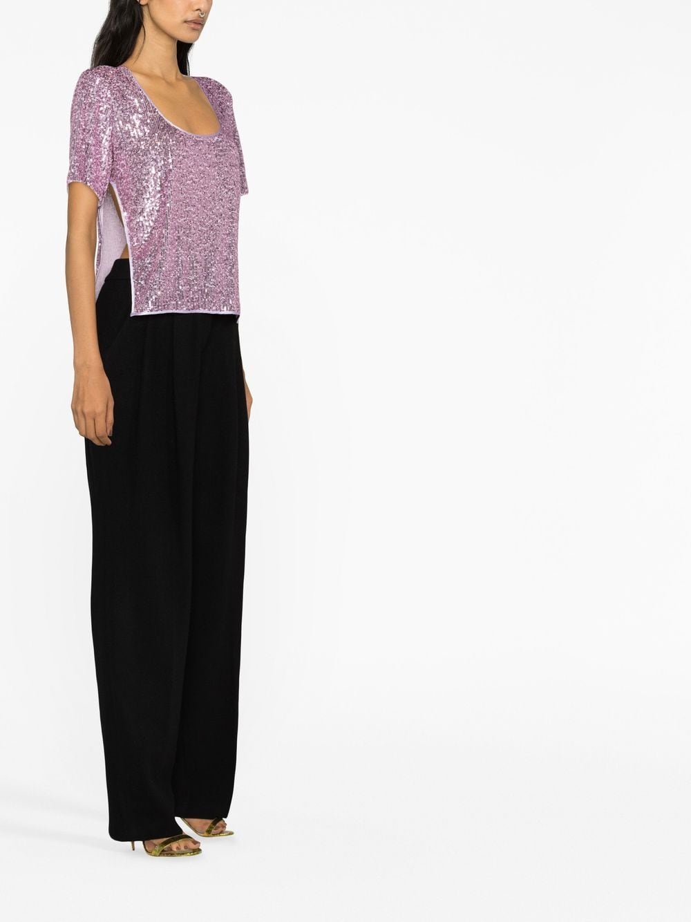 Shop Tom Ford Sequin Short-sleeve Top In Purple