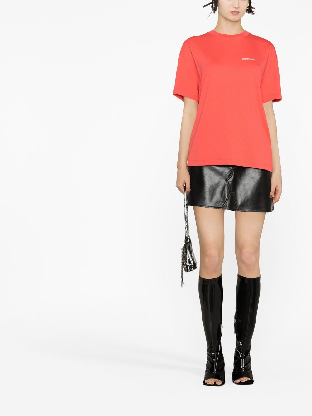 Off-White T-shirt met logoprint - Rood