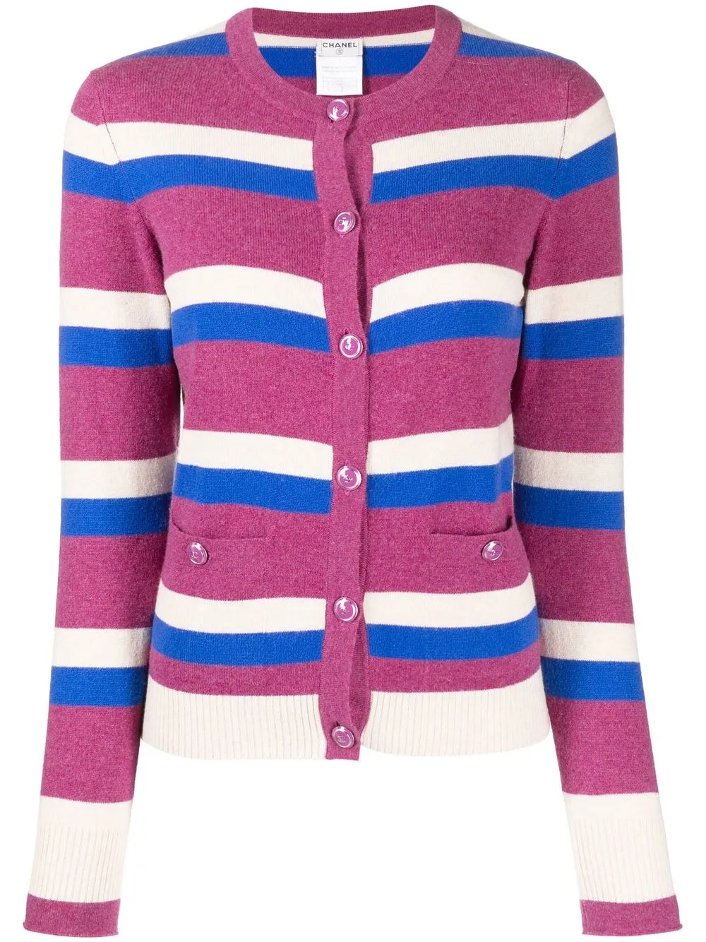 

CHANEL Pre-Owned 2007 striped cashmere cardigan - Multicolour