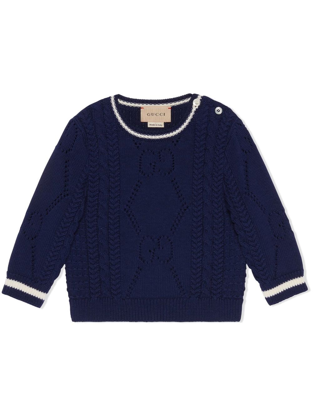 Gucci Babies' Logo-stitch Cotton Jumper In Blue