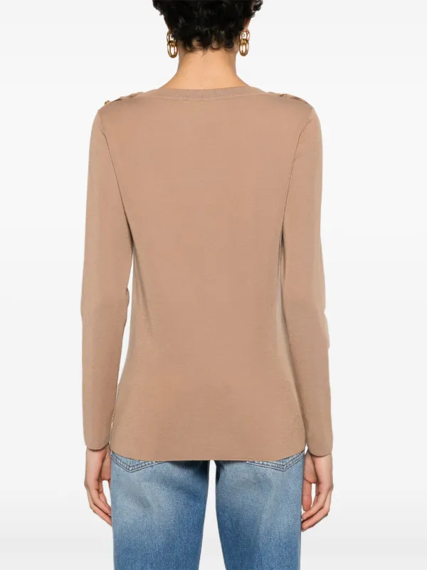 Gucci shoulder-button Cashmere Jumper | Neutrals | FARFETCH