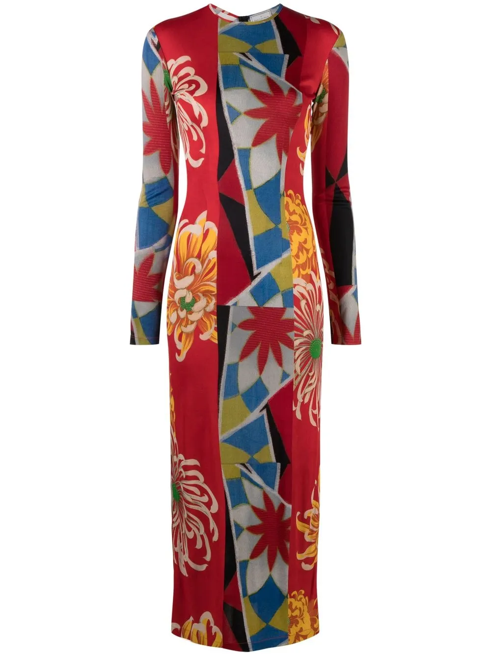 

Pierre-Louis Mascia Dino long mix-print dress - Red