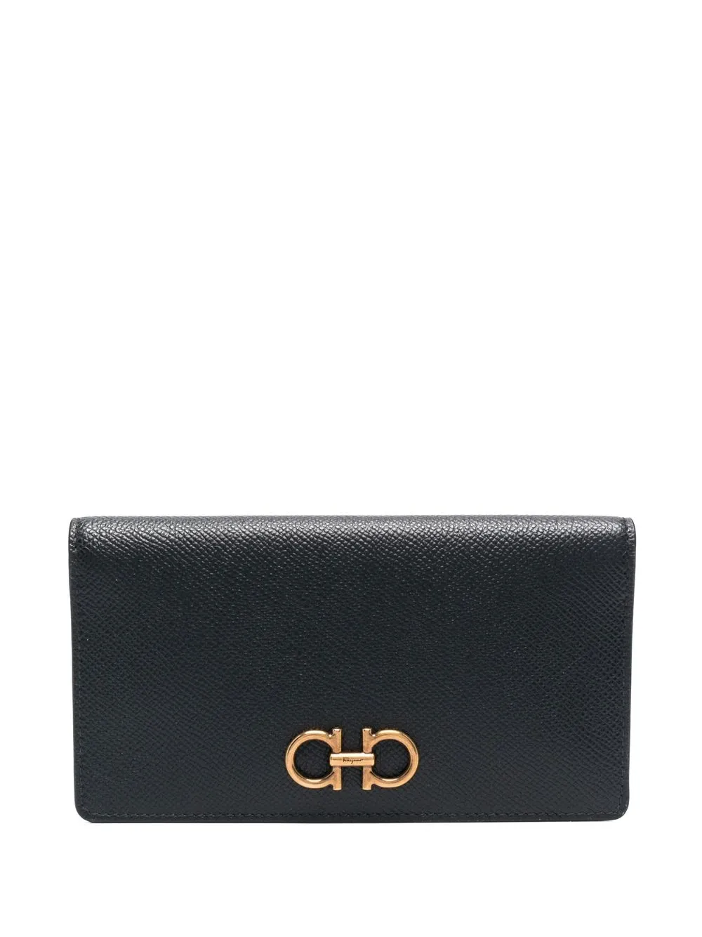 

Ferragamo Gancini-plaque leather purse - Black