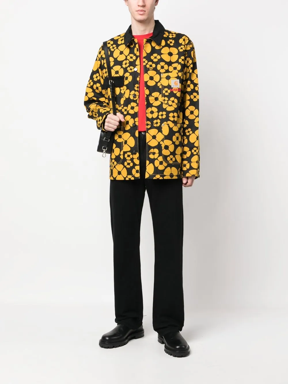 Marni Shirtjack met bloemenprint - Zwart