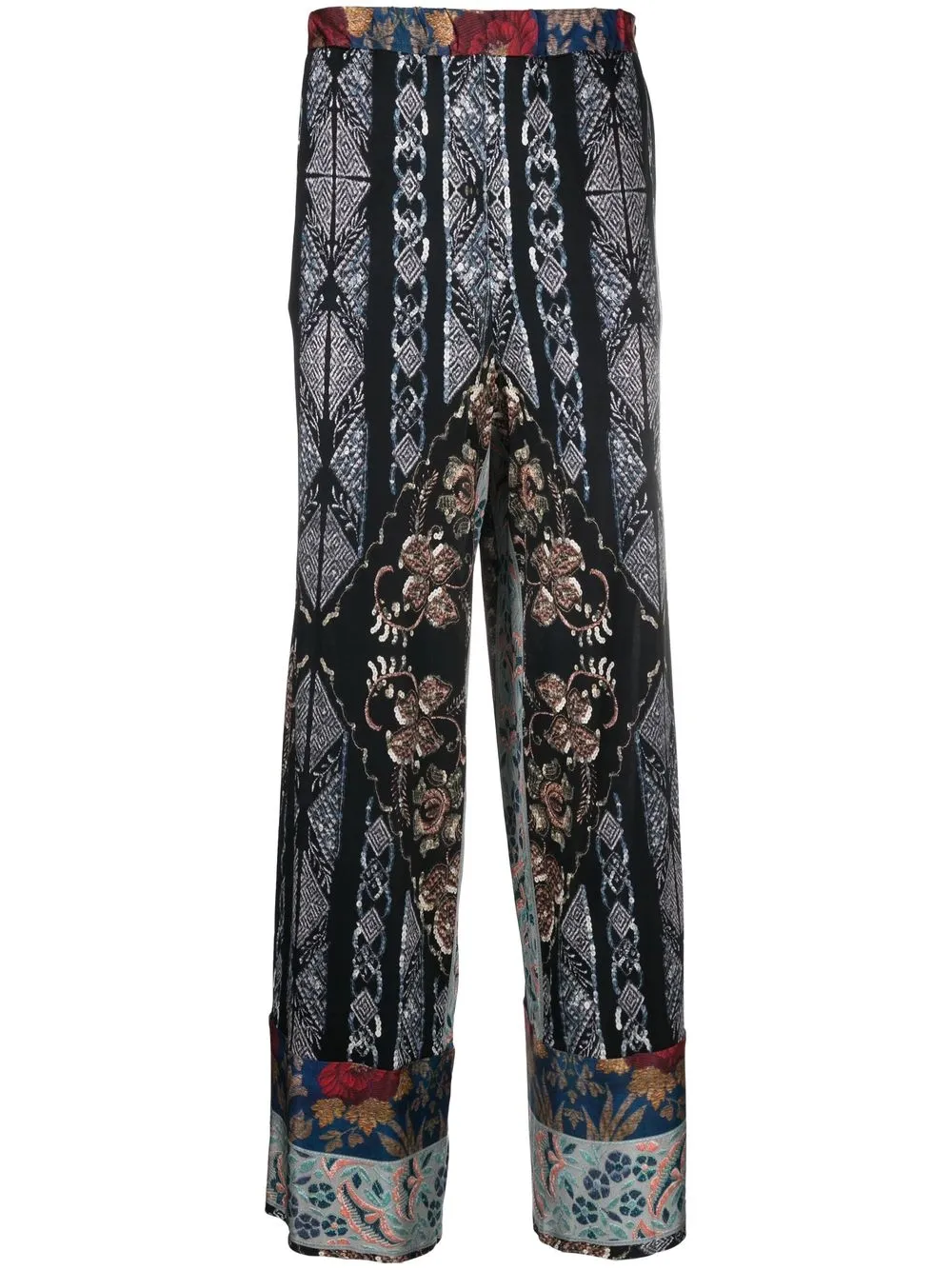 

Pierre-Louis Mascia Febo graphic-print wide trousers - Blue