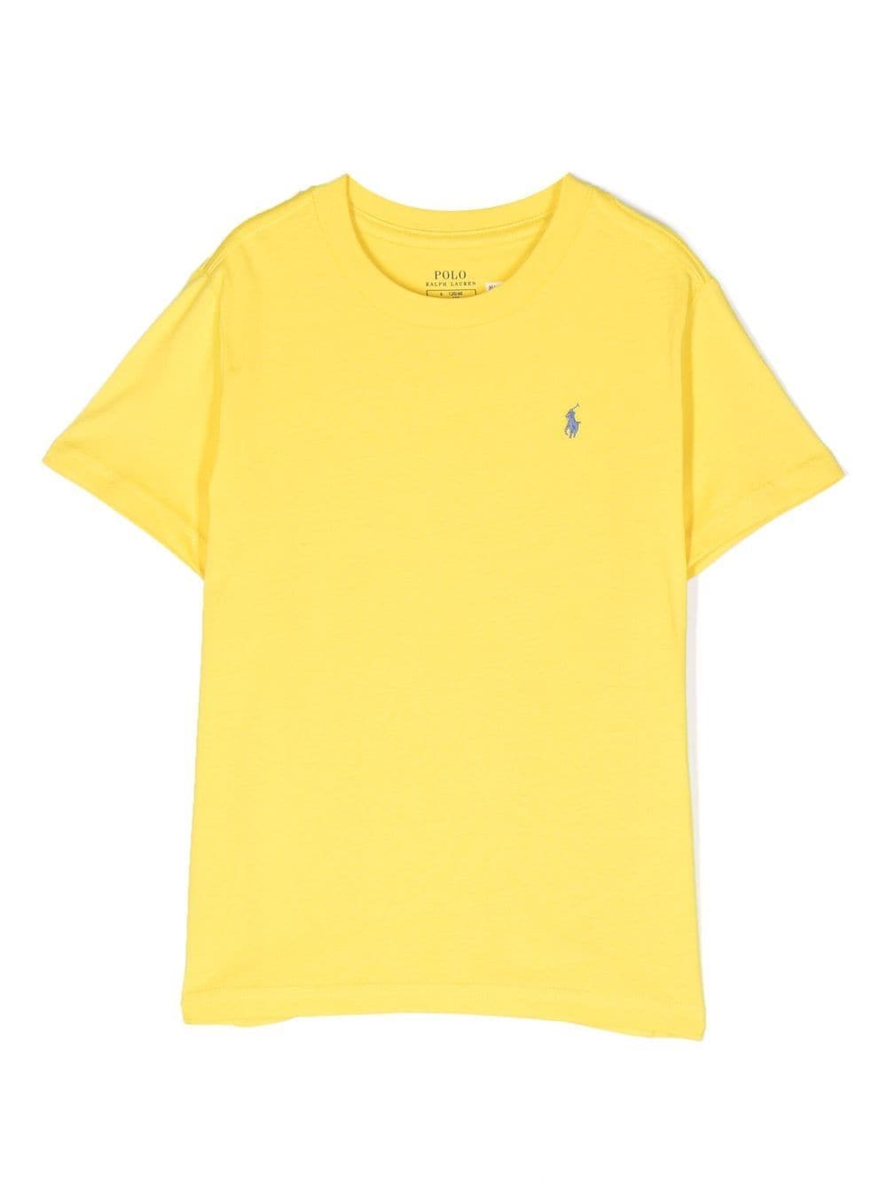 Shop Ralph Lauren Logo-embroidered Cotton T-shirt In Gelb